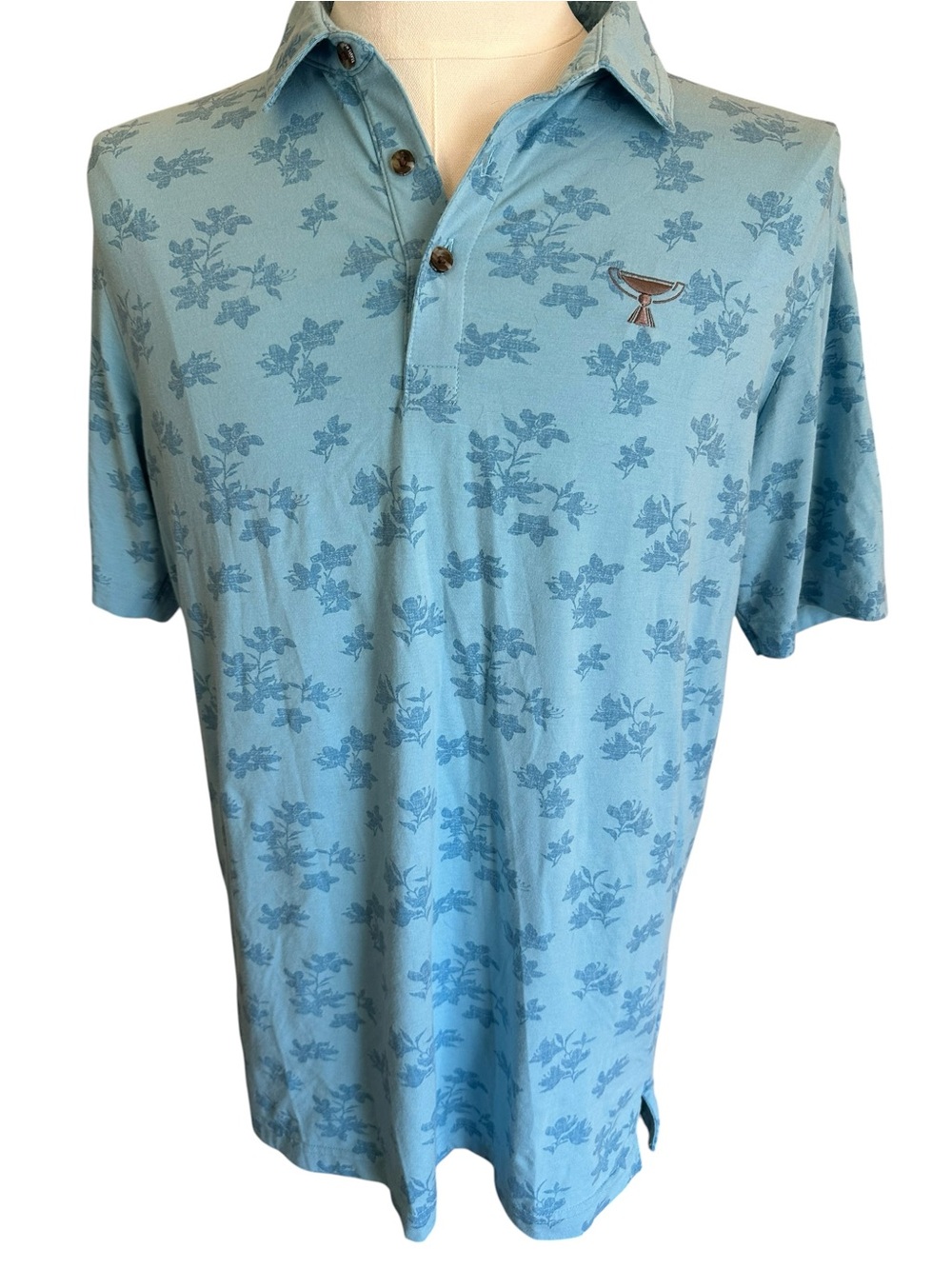 Travis Mathews Men’s Light Blue Floral Polo Shirt